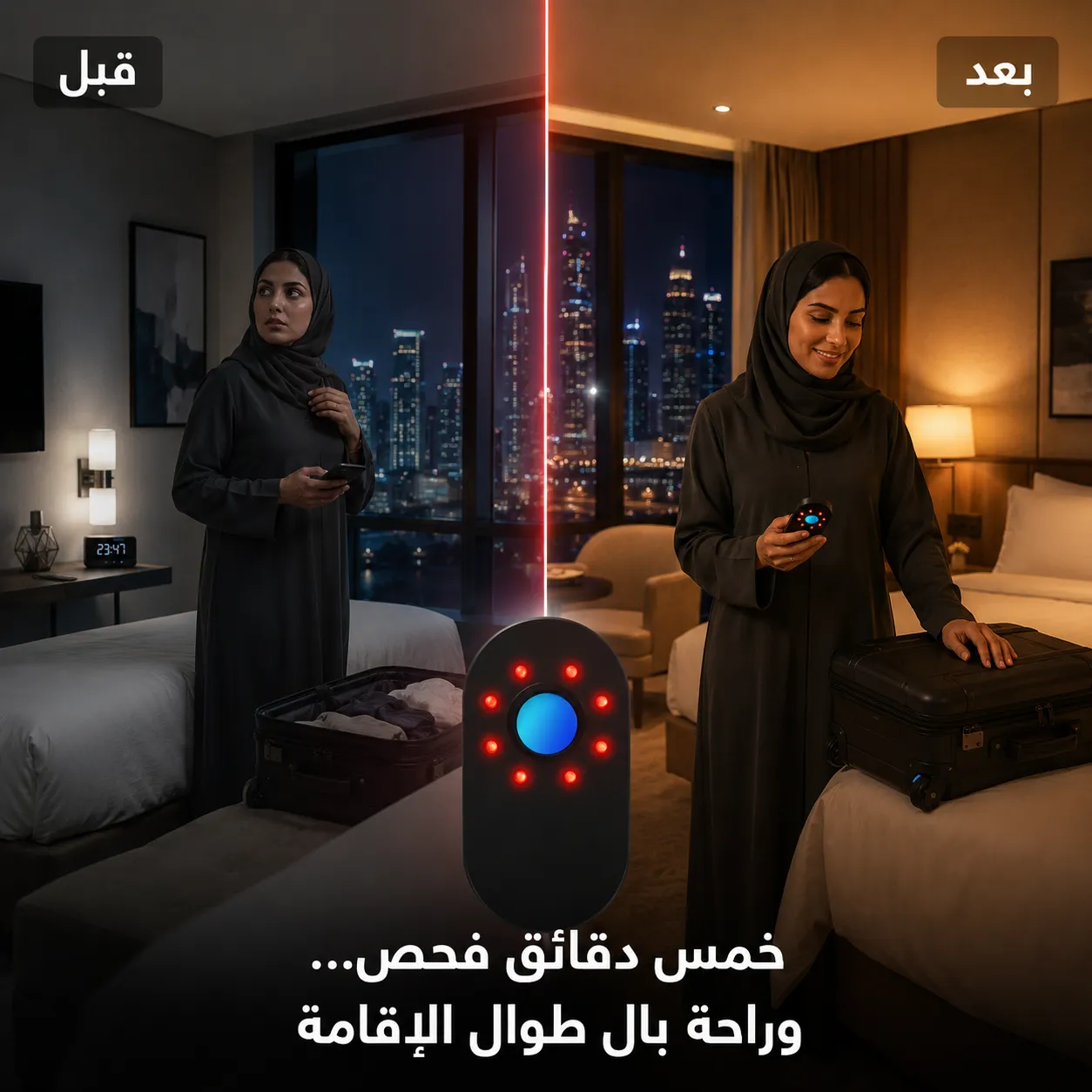 امرأة تفحص غرفة فندق