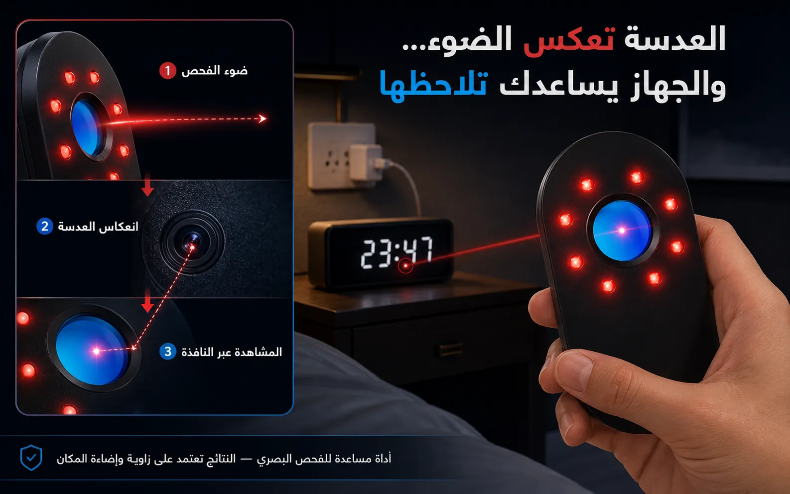 انعكاس عدسة كاميرا مخفية